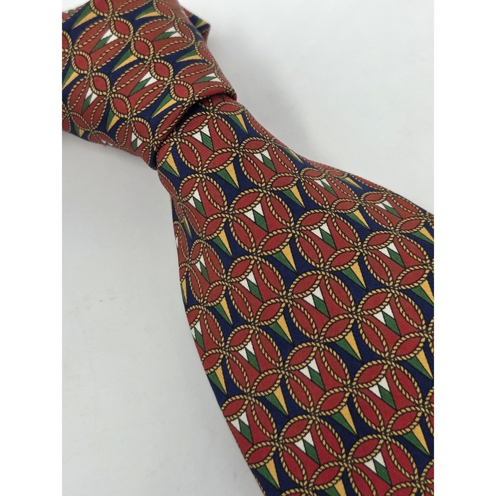 Brooks Brothers Makers Tie Handmade in USA Multicolor Geometric 100% Silk 59"